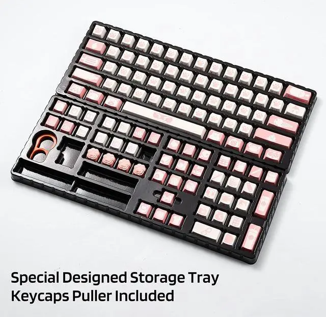 Alt view image 2 of 7 - LTC LavaCaps PBT DoubleShot 108 Keycaps Set, Cat's Claw Sublimation OEM Profile for ANSI US Layout 61/87 TKL/104/108 Keys Mechanical Keyboard, with Keycap Puller - (Only Keycaps), Pink