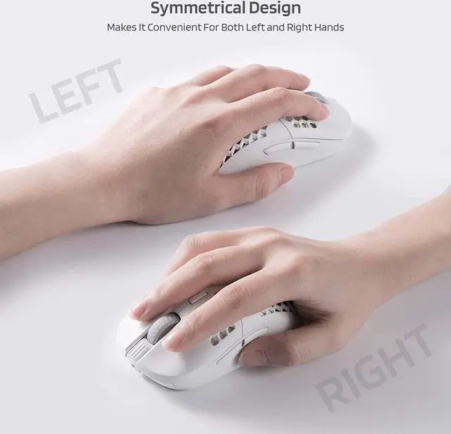 Alt view image 2 of 10 - LTC Mosh Pit 16,000 DPI RGB Wireless Ambidextrous Gaming Mouse with Lightweight Honeycomb Shell, Ergonomic Shape for Right or Left Hand Use, Comfortable 2.4G Mice for PC/Mac/Laptop, White