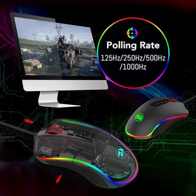 Alt view image 7 of 7 - Redragon M711 Cobra Gaming Mouse with 16.8 Million RGB Color Backlit, 10,000 DPI Adjustable, Comfortable Grip, 7 Programmable Buttons, Black