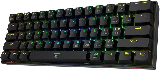 Main image of Redragon K630 Dragonborn 60% Wired RGB Gaming Keyboard, 61 Keys Compact Mechanical Keyboard,  Red Switch Black