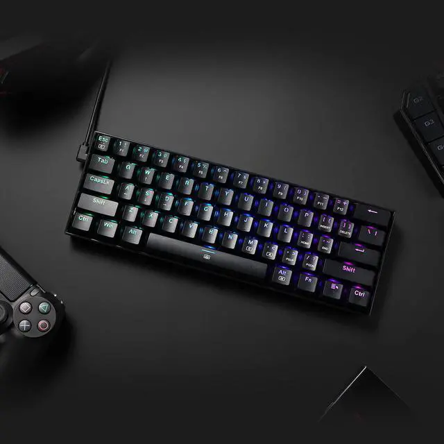 Alt view image 5 of 7 - Redragon K630 Dragonborn 60% Wired RGB Gaming Keyboard, 61 Keys Compact Mechanical Keyboard,  Red Switch Black