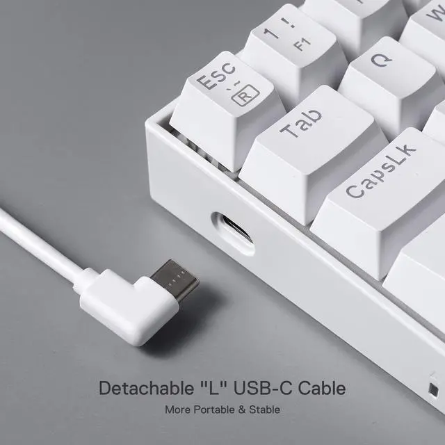 Alt view image 6 of 7 - Redragon K630 Dragonborn 60% Wired RGB Gaming Keyboard, 61 Keys Compact Mechanical Keyboard,Red Switch White