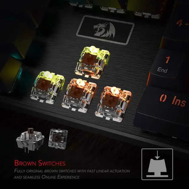 Alt view image 5 of 7 - Redragon K556 RGB LED Backlit Wired Mechanical Gaming Keyboard, Aluminum Base, 104 Standard Keys