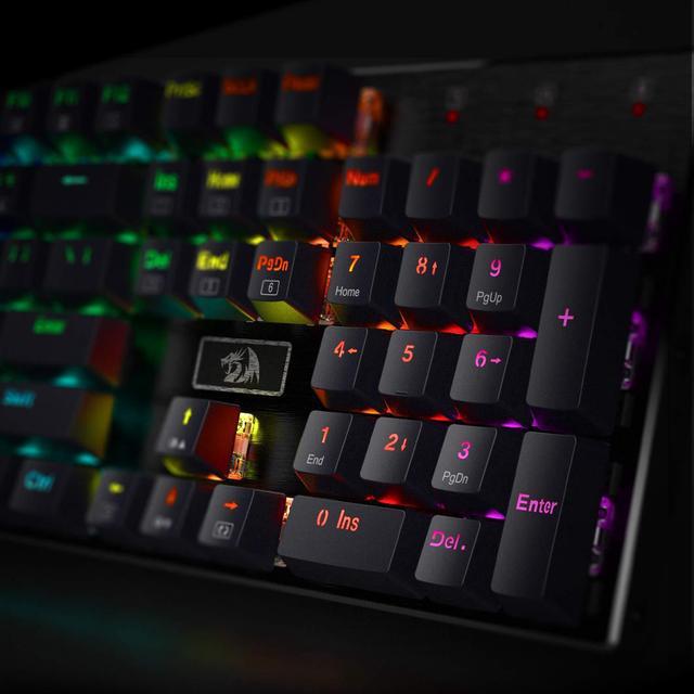 Alt view image 5 of 7 - Redragon K556 RGB LED Backlit Wired Mechanical Gaming Keyboard, Aluminum Base, 104 Standard Keys Red Switch