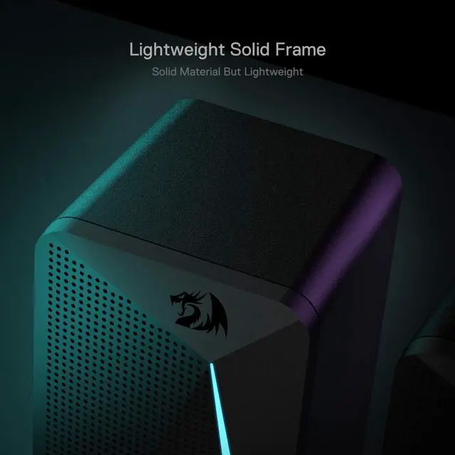 Alt view image 5 of 7 - Redragon GS510 Waltz RGB Desktop Speakers, 2.0 Channel PC Computer Stereo Speaker with 4 Colorful LED Backlight Modes, Enhanced Bass and Easy-Access Volume Control, USB Powered w/ 3.5mm Cable
