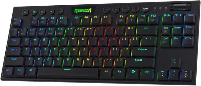 Main image of Redragon K621 Horus TKL Wireless RGB Mechanical Keyboard, 5.0 BT/2.4 Ghz/Wired Three Modes 80% Ultra-Thin Low Profile Bluetooth Keyboard w/Dedicated Media Control & Linear Red Switches, Black
