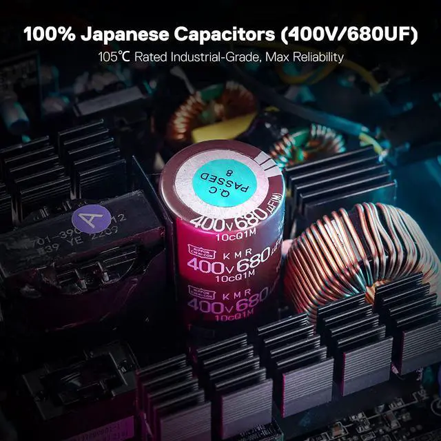 Alt view image 4 of 7 - Redragon PSU007 80+ Gold 850 Watt ATX Fully Modular Power Supply w/ 80 Plus Gold Certified, Compact 160mm Size and Low Noise RGB Fan 0 RPM, 100% Japanese Capacitors, Full Mod Cables