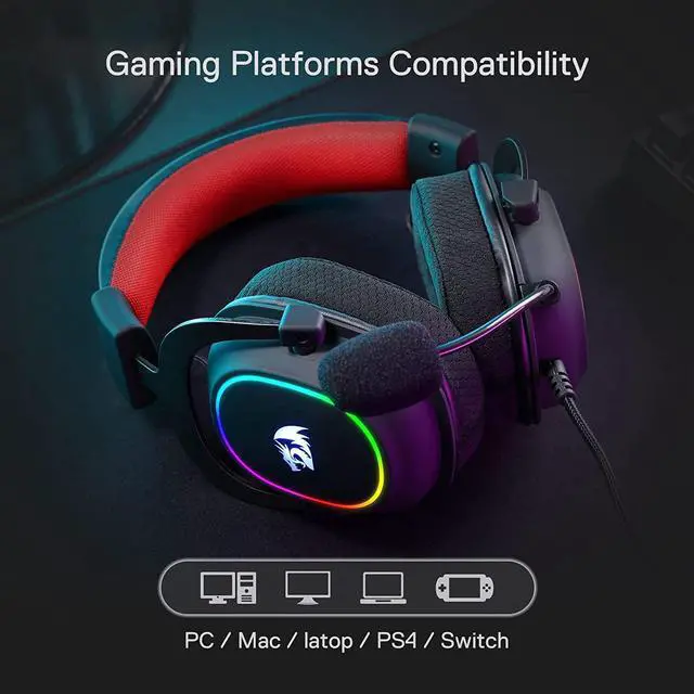 Alt view image 6 of 7 - Redragon H510 Zeus-X RGB Wired Gaming Headset - 7.1 Surround Sound - 53MM Audio Drivers in Memory Foam Ear Pads w/Durable Fabric Cover- Multi Platforms Headphone - USB Powered for PC/PS4/NS
