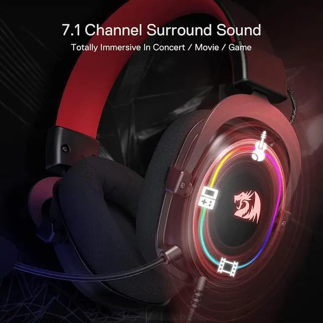Alt view image 2 of 7 - Redragon H510 Zeus-X RGB Wired Gaming Headset - 7.1 Surround Sound - 53MM Audio Drivers in Memory Foam Ear Pads w/Durable Fabric Cover- Multi Platforms Headphone - USB Powered for PC/PS4/NS