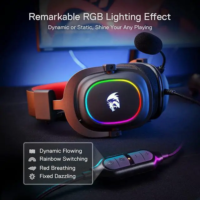 Alt view image 3 of 7 - Redragon H510 Zeus-X RGB Wired Gaming Headset - 7.1 Surround Sound - 53MM Audio Drivers in Memory Foam Ear Pads w/Durable Fabric Cover- Multi Platforms Headphone - USB Powered for PC/PS4/NS