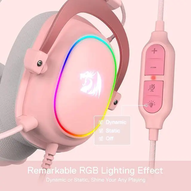 Alt view image 6 of 7 - Redragon H510 Zeus-X RGB Pink Wired Gaming Headset - 7.1 Surround Sound - 53MM Audio Drivers in Memory Foam Ear Pads w/Durable Fabric Cover- Multi Platforms Headphone - USB Powered for PC/PS4/NS