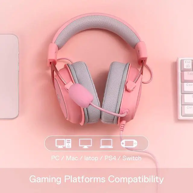 Alt view image 7 of 7 - Redragon H510 Zeus-X RGB Pink Wired Gaming Headset - 7.1 Surround Sound - 53MM Audio Drivers in Memory Foam Ear Pads w/Durable Fabric Cover- Multi Platforms Headphone - USB Powered for PC/PS4/NS