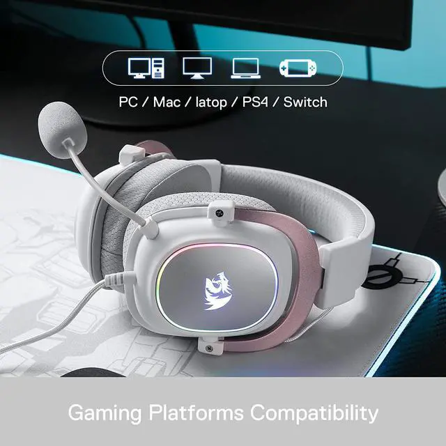 Alt view image 7 of 7 - Redragon H510 Zeus-X RGB White Wired Gaming Headset - 7.1 Surround Sound - 53MM Audio Drivers in Memory Foam Ear Pads w/Durable Fabric Cover- Multi Platforms Headphone - USB Powered for PC/PS4/NS