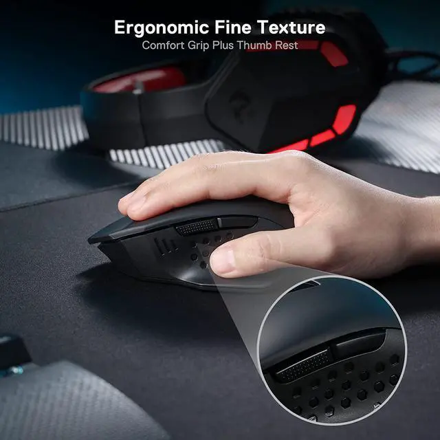 Alt view image 7 of 7 - Redragon M656 Gainer Wireless Gaming Mouse, 4000 DPI 2.4Ghz Wireless Gamer Mouse w/ 5 DPI Levels, 7 Macro Buttons, Red LED Backlit & Pro Software/Drive Supported, for PC/Mac/Laptop