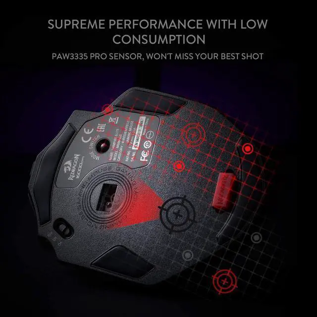 Alt view image 4 of 7 - Redragon M686 Wireless Gaming Mouse, 16000 DPI Wired/Wireless Gamer Mouse with Professional Sensor, 45-Hour Durable Power Capacity, Customizable Macro and RGB Backlight for PC/Mac/Laptop