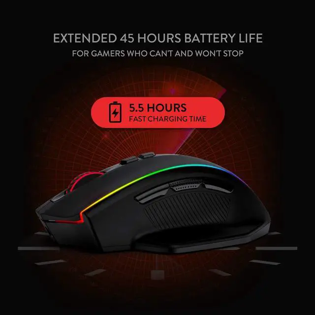 Alt view image 5 of 7 - Redragon M686 Wireless Gaming Mouse, 16000 DPI Wired/Wireless Gamer Mouse with Professional Sensor, 45-Hour Durable Power Capacity, Customizable Macro and RGB Backlight for PC/Mac/Laptop