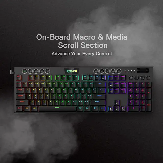 Alt view image 6 of 7 - Redragon K619 Horus RGB Mechanical Keyboard, Ultra-Thin Designed Wired Gaming Keyboard w/Low Profile Keycaps, Dedicated Media Control & Linear Red Switch, Pro Software Supported