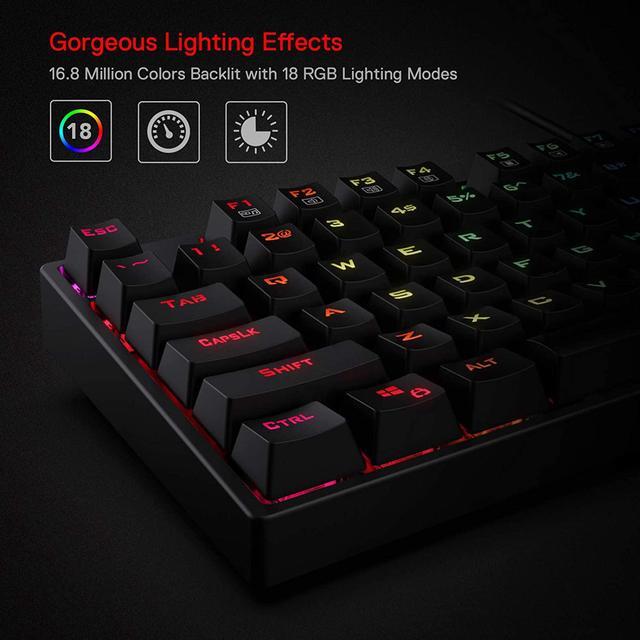 Alt view image 2 of 7 - Redragon K582 SURARA RGB LED Backlit Mechanical Gaming Keyboard with 104 Keys-Linear and Quiet-Red Switches