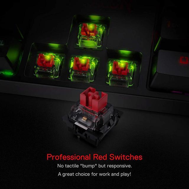 Alt view image 5 of 7 - Redragon K582 SURARA RGB LED Backlit Mechanical Gaming Keyboard with 104 Keys-Linear and Quiet-Red Switches