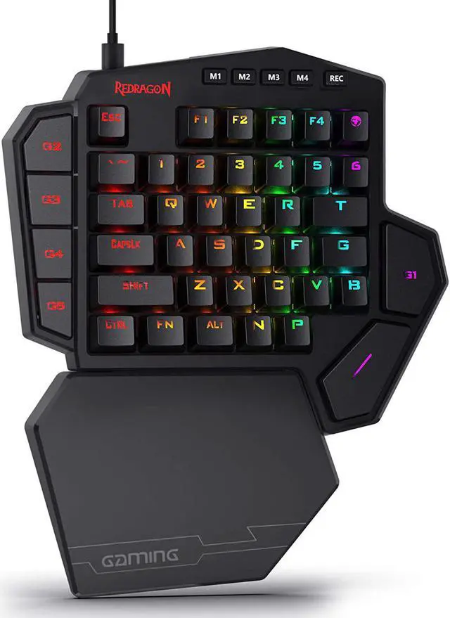 Main image of Redragon K585 DITI One-Handed RGB Mechanical Gaming Keyboard, Brown Switches, Type-C Professional Gaming Keypad with 7 Onboard Macro Keys, Detachable Wrist Rest, 42 Keys, Red Switches