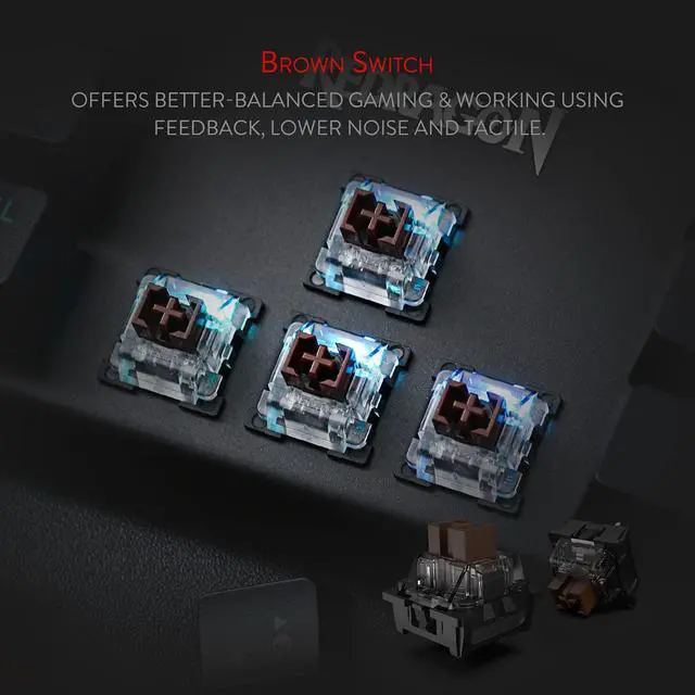 Alt view image 5 of 7 - Redragon K580 VATA RGB LED Backlit Mechanical Gaming Keyboard with Macro Keys & Dedicated Media Controls, Onboard Macro Recording (Brown Switches)