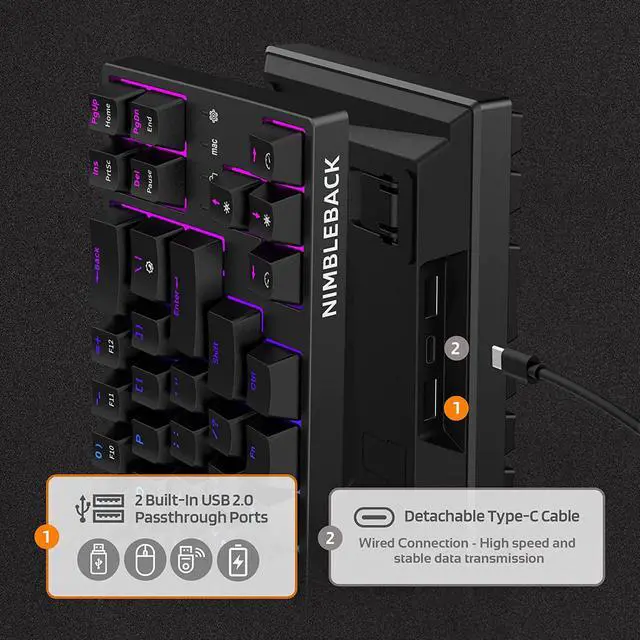 Alt view image 5 of 7 - LTC NB681 Nimbleback Wired 65% Mechanical Keyboard, RGB Backlit Ultra-Compact 68 Keys Gaming Keyboard with Hot-Swappable Switch and Stand-Alone Arrow/Control Keys (Hot Swappable Blue Switch, Black)