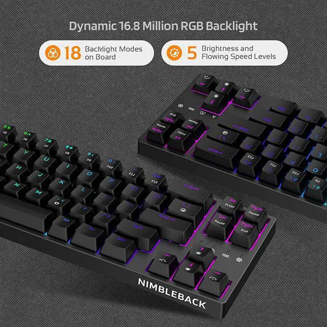 Alt view image 6 of 7 - LTC NB681 Nimbleback Wired 65% Mechanical Keyboard, RGB Backlit Ultra-Compact 68 Keys Gaming Keyboard with Hot-Swappable Switch and Stand-Alone Arrow/Control Keys (Hot Swappable Blue Switch, Black)