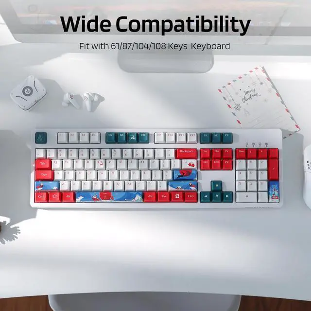 Alt view image 3 of 7 - LTC LavaCaps PBT 104 Keycaps Set, Sublimation Thick PBT Keycaps for ANSI US Layout 61/87/104 Keys Mechanical Keyboard (Christmas Limited Edition) - Only Keycaps