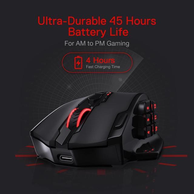 Alt view image 6 of 7 - Redragon M913 Impact Elite Wireless Gaming Mouse, 16000 DPI Wired/Wireless RGB Gamer Mouse with 16 Programmable Buttons, 45 Hr Battery and Pro Optical Sensor, 12 Side Buttons MMO Mouse