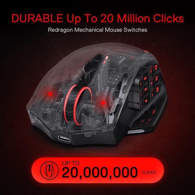 Alt view image 7 of 7 - Redragon M913 Impact Elite Wireless Gaming Mouse, 16000 DPI Wired/Wireless RGB Gamer Mouse with 16 Programmable Buttons, 45 Hr Battery and Pro Optical Sensor, 12 Side Buttons MMO Mouse