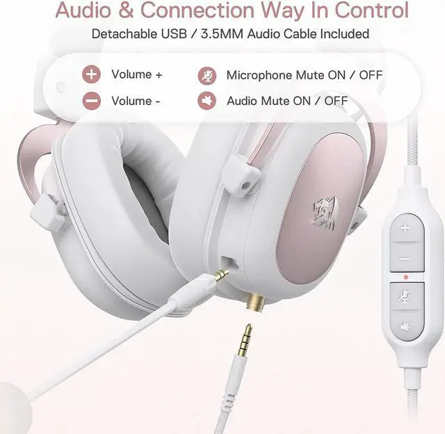 Alt view image 4 of 7 - Redragon H510 Zeus Wired Gaming Headset - 7.1 Surround Sound - Memory Foam Ear Pads - 53MM Drivers - Detachable Microphone - Multi Platforms Headphone - Works with PC, PS4/3 & Xbox One/Series X, NS