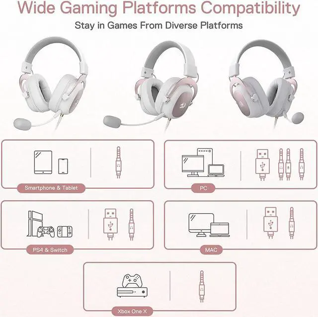 Alt view image 6 of 7 - Redragon H510 Zeus Wired Gaming Headset - 7.1 Surround Sound - Memory Foam Ear Pads - 53MM Drivers - Detachable Microphone - Multi Platforms Headphone - Works with PC, PS4/3 & Xbox One/Series X, NS
