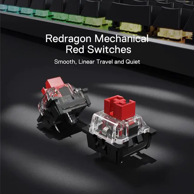 Alt view image 6 of 7 - Redragon K556 PRO Upgraded Wireless RGB Gaming Keyboard, BT/2.4Ghz Tri-Mode Aluminum Mechanical Keyboard w/No-Lag Connection, Hot-Swap Linear Quiet Red Switch