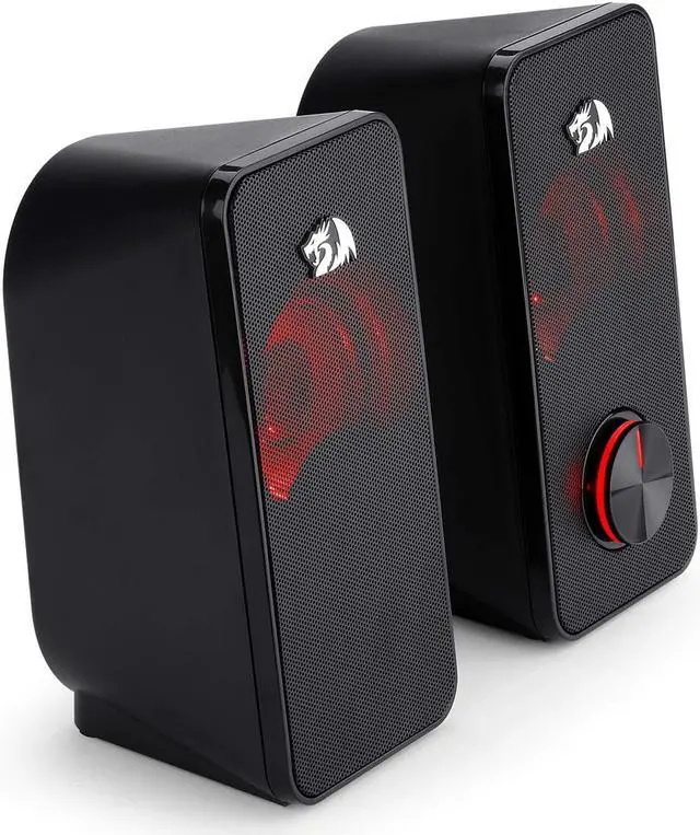 Alt view image 4 of 7 - Redragon GS500 Stentor PC Gaming Speaker, 2.0 Channel Stereo Desktop Computer Speaker with Red Backlight, Quality Bass and Crystal Clear Sound, USB Powered with a 3.5mm Connector
GS500