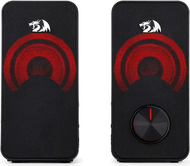 Alt view image 3 of 7 - Redragon GS500 Stentor PC Gaming Speaker, 2.0 Channel Stereo Desktop Computer Speaker with Red Backlight, Quality Bass and Crystal Clear Sound, USB Powered with a 3.5mm Connector
GS500