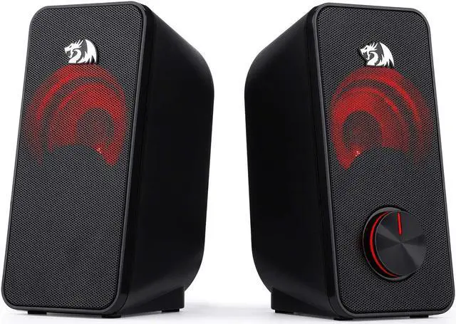 Alt view image 2 of 7 - Redragon GS500 Stentor PC Gaming Speaker, 2.0 Channel Stereo Desktop Computer Speaker with Red Backlight, Quality Bass and Crystal Clear Sound, USB Powered with a 3.5mm Connector
GS500