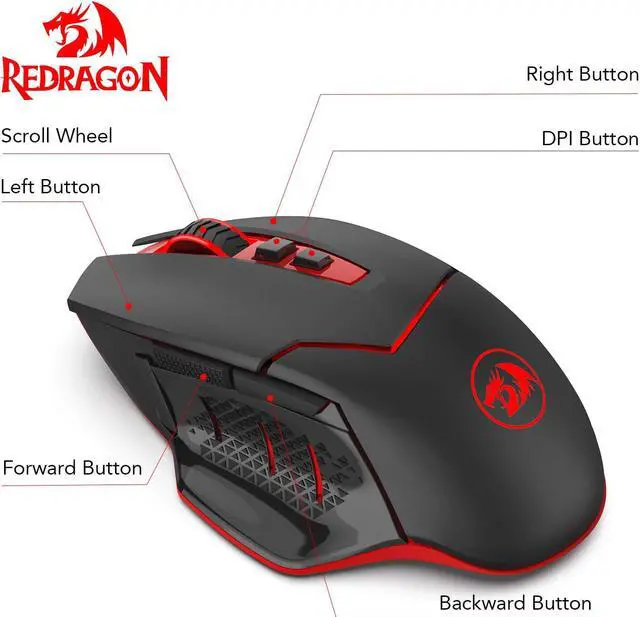 Alt view image 2 of 7 - Redragon M690-1 Wireless Gaming Mouse with DPI Shifting, 2 Side Buttons, 2400 DPI, Ergonomic Design, 8 Buttons-Black