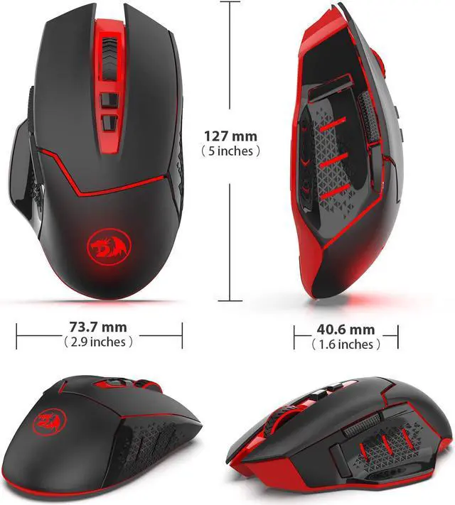 Alt view image 7 of 7 - Redragon M690-1 Wireless Gaming Mouse with DPI Shifting, 2 Side Buttons, 2400 DPI, Ergonomic Design, 8 Buttons-Black