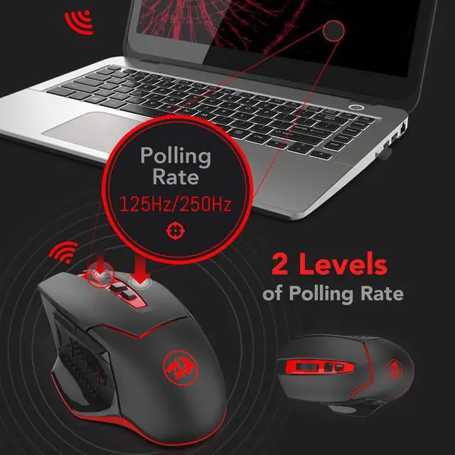 Alt view image 6 of 7 - Redragon M690-1 Wireless Gaming Mouse with DPI Shifting, 2 Side Buttons, 2400 DPI, Ergonomic Design, 8 Buttons-Black