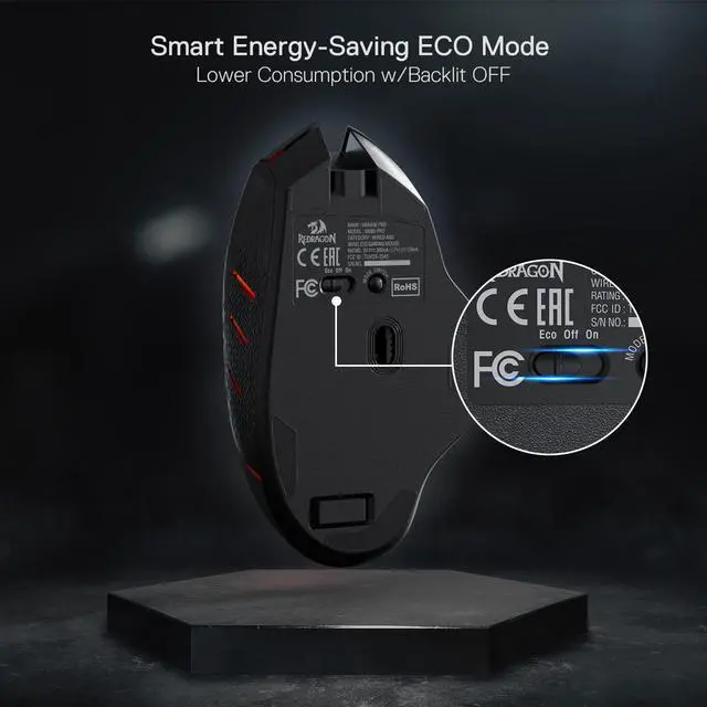 Alt view image 5 of 7 - Redragon M690 PRO Wireless Gaming Mouse, 8000 DPI Wired/Wireless Gamer Mouse w/Rapid Fire Key, 8 Macro Buttons, Ergonomic Design for PC/Mac/Laptop