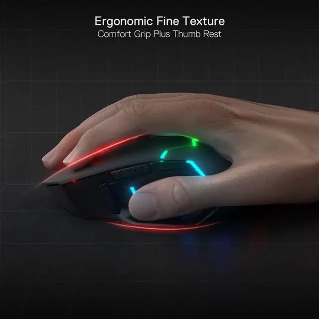 Alt view image 7 of 7 - Redragon M690 PRO Wireless Gaming Mouse, 8000 DPI Wired/Wireless Gamer Mouse w/Rapid Fire Key, 8 Macro Buttons, Ergonomic Design for PC/Mac/Laptop