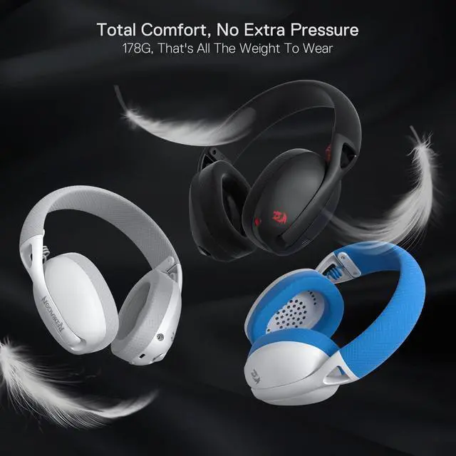 Alt view image 5 of 7 - Redragon H848 Bluetooth Wireless Gaming Headset - Lightweight - 7.1 Surround Sound - 40MM Drivers - Detachable Microphone - Multi Platforms for PC, PS5/4/3, Switch, Mobile Grey