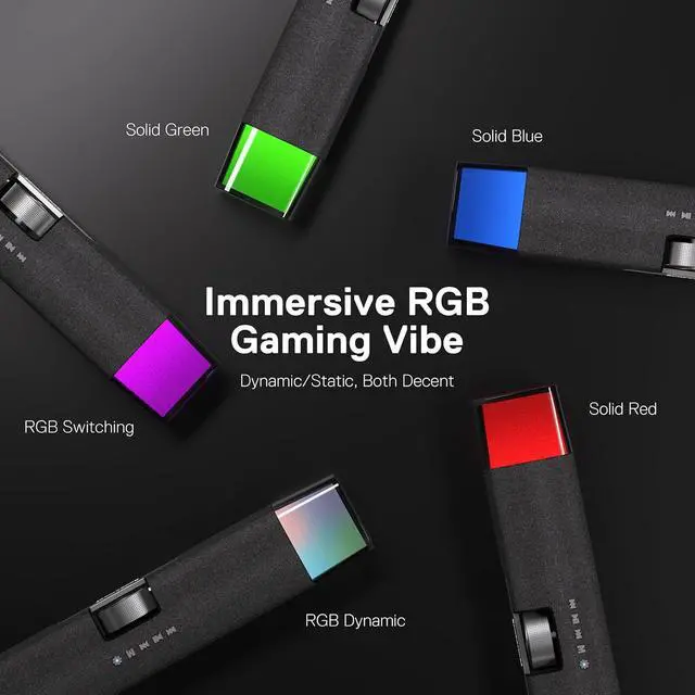 Alt view image 2 of 7 - Redragon GS512 Wireless RGB Desktop Speakers, 2.0 PC Computer Stereo Soundbar w/BT 5.0/USB Mode, Max 6W x 2 Rich Sound, Crystal RGB Backlight and Easy-Access On-Board Control, USB-C Powered