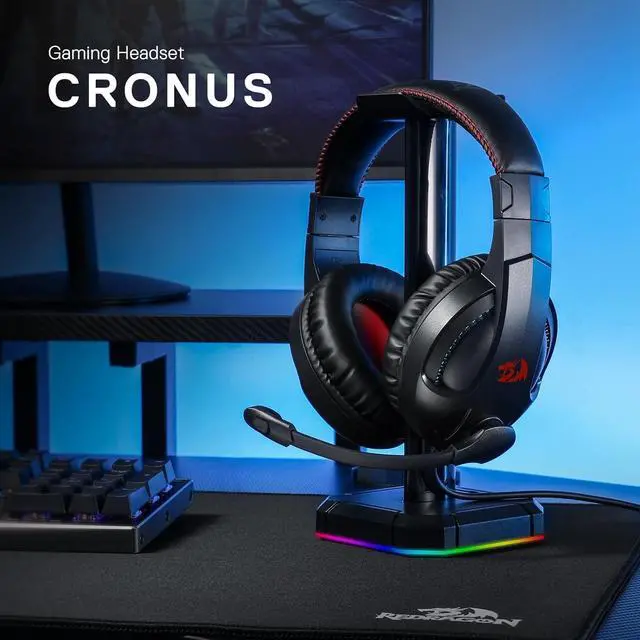 Alt view image 5 of 7 - Redragon H211 Cronus Black Wired Gaming Headset, Stereo Surround Sound, Noise-Canceling Microphone, Dynamic RGB Backlight, 40 mm Drivers, Over-Ear Headphones Works for PC/PS5/XBOX/NS, Black