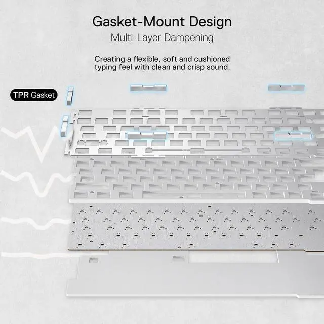 Alt view image 2 of 7 - Redragon K649 PRO 78% Wireless Gasket RGB Gaming Keyboard, 3-Modes 82 Keys Full-Transparent Mechanical Keyboard w/Hot-Swap Socket, Sound Absorbing Foams, Translucent Custom Switch