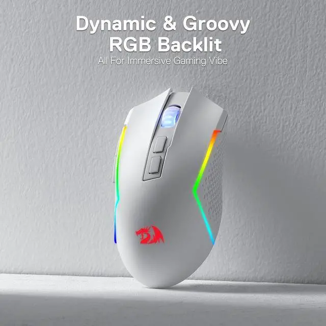 Alt view image 7 of 7 - Redragon M693 Wireless Gaming Mouse, 8000 DPI Wired/Wireless Gamer Mouse w/ 3-Mode Connection, BT & 2.4G Wireless, 7 Macro Buttons, Reliable Power Capacity for PC/Mac/Laptop