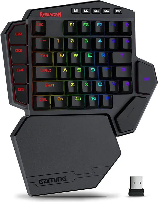 Main image of Redragon K585 PRO Wireless One-Handed Mechanical Keyboard, 42 Keys 3-Mode RGB 40% Gaming Keypad w/ 7 Onboard Macro Keys, Detachable Wrist Support, Rechargeable Battery (Blue Switch)