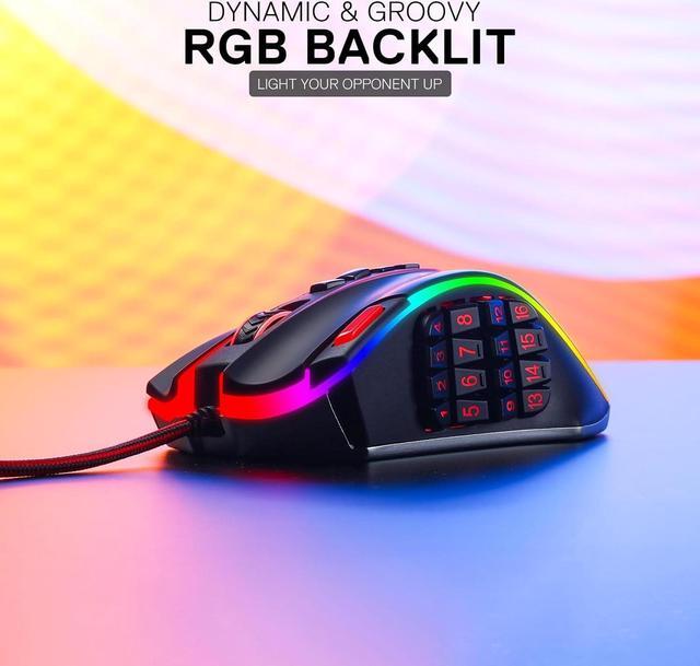Alt view image 4 of 7 - Redragon M990 MMO Gaming Mouse, 32000 DPI High Precision Wired RGB Gamer Mouse w/23 Programmable Buttons, 16 Side Macro Keys, Software Supports, Aluminum Base