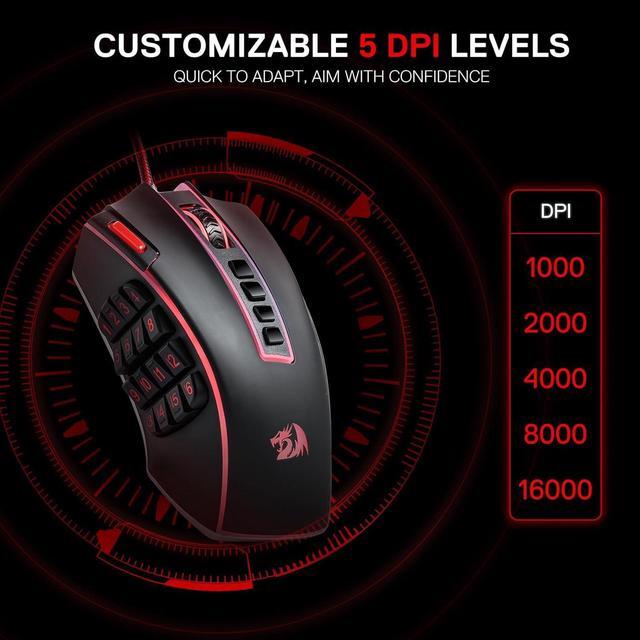 Alt view image 2 of 7 - Redragon M990 MMO Gaming Mouse, 32000 DPI High Precision Wired RGB Gamer Mouse w/23 Programmable Buttons, 16 Side Macro Keys, Software Supports, Aluminum Base