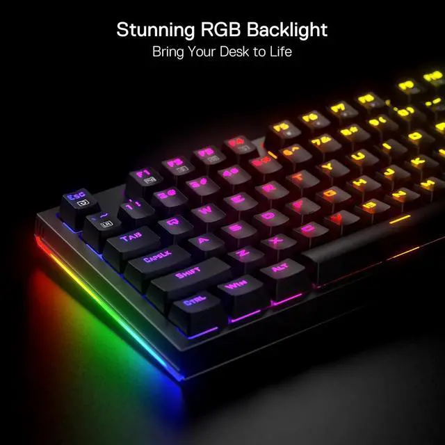 Alt view image 5 of 7 - Redragon K670 RGB Backlit Gaming Keyboard, 104 Keys Hot-Swap Mechanical Keyboard, Upgraded Socket, Quiet Linear Red Switch